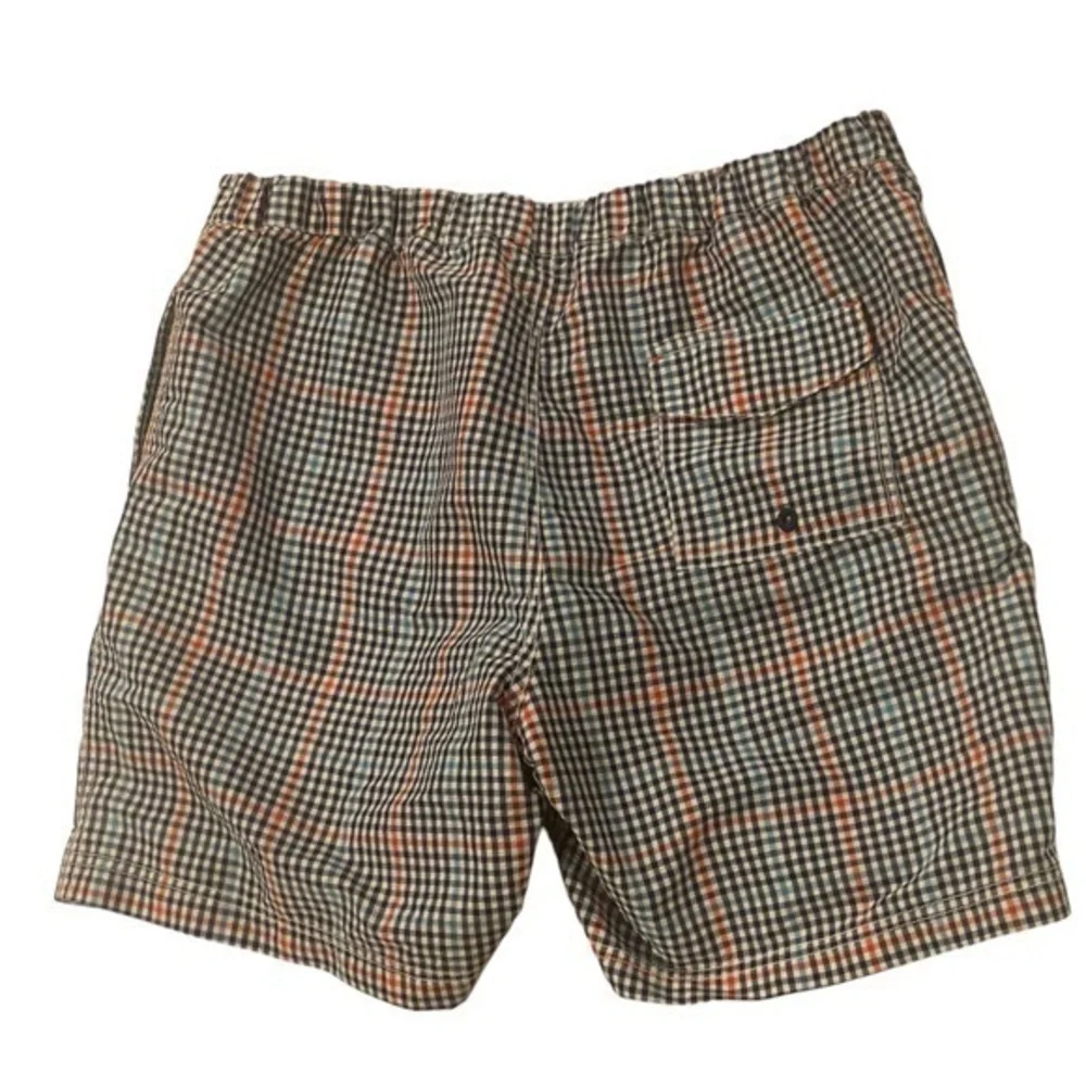 Mens Large Tommy Bahama Swim Trunks Mesh Lined Checked Board Shorts Blue